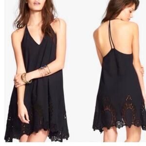 Free People Intimately Easy Livin Slip Black Embroidered Dress size XS